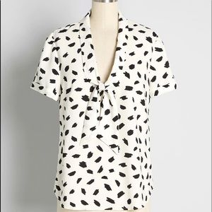 Modcloth Spotted Tie Neck Top